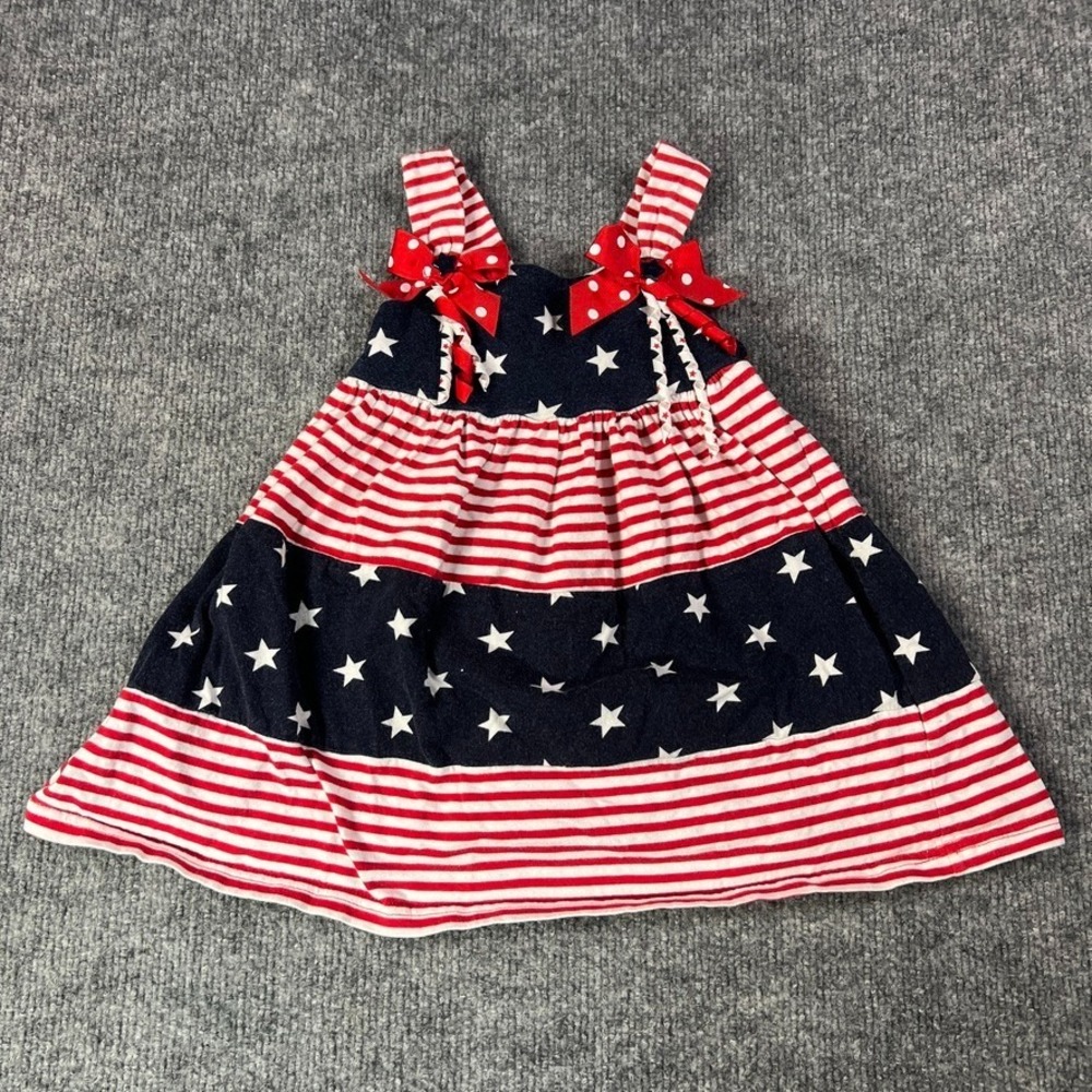 Sophie Rose Girls 24M Patriotic Dress Americana Stars Stripes Cottagecore